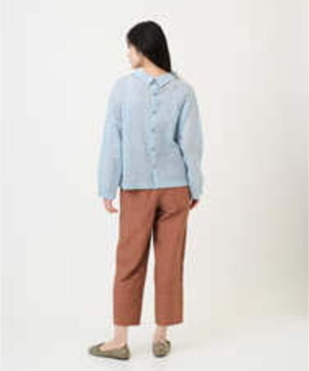 NGBGE45250 GIANNI LO GIUDICE(ジャンニ ロ ジュディチェ) [洗える]塩縮加工ダイヤ柄ブラウス ライトブルー