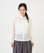 NGBGE45250 GIANNI LO GIUDICE(ジャンニ ロ ジュディチェ) [洗える]塩縮加工ダイヤ柄ブラウス ホワイト