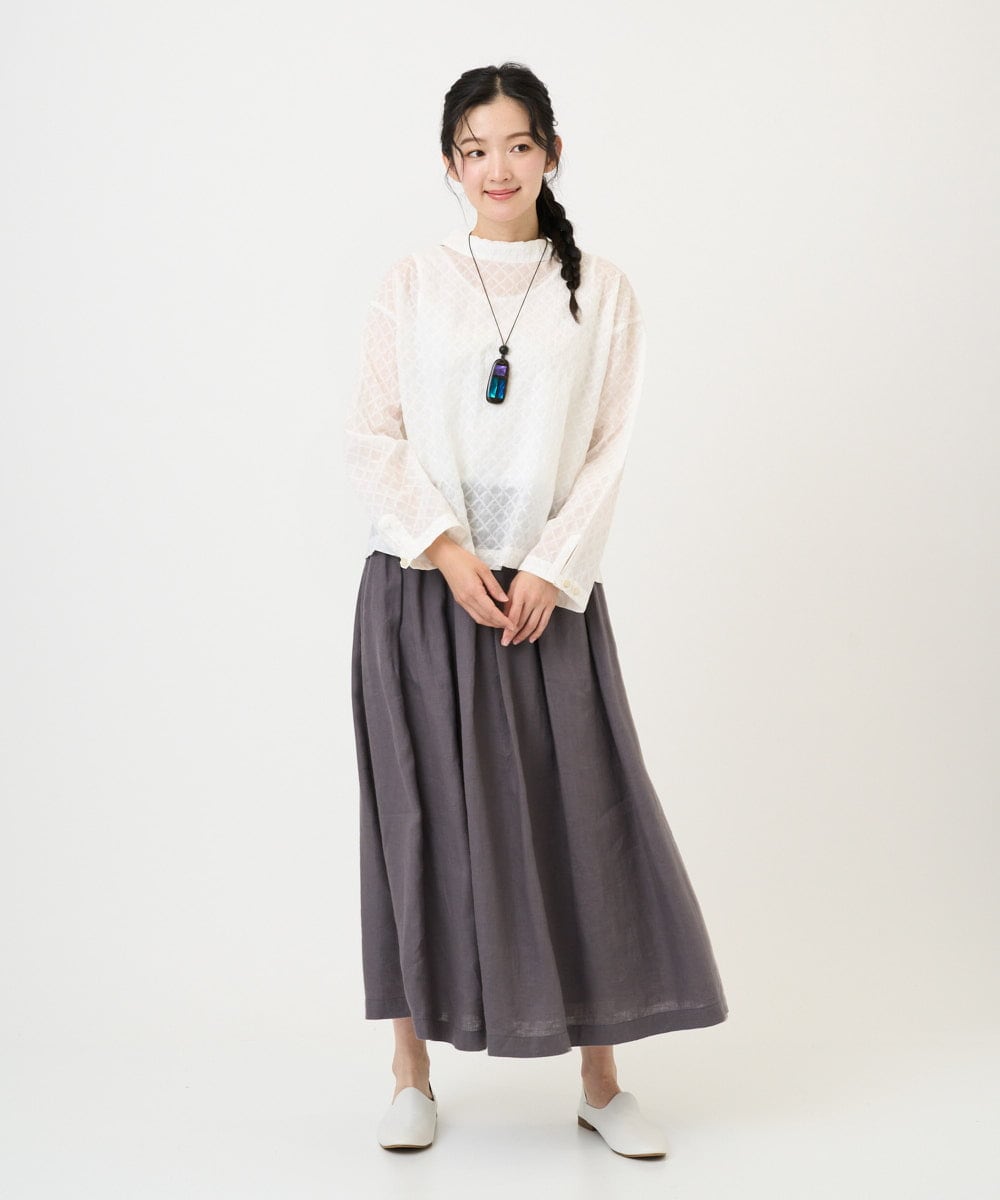 NGBGE45250 GIANNI LO GIUDICE(ジャンニ ロ ジュディチェ) [洗える]塩縮加工ダイヤ柄ブラウス ホワイト