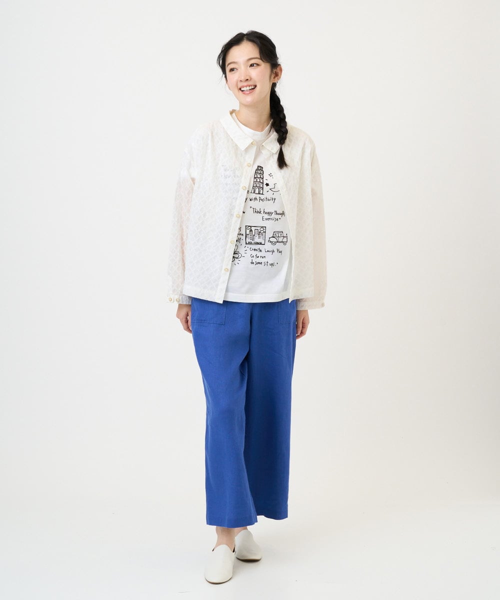 NGBGE45250 GIANNI LO GIUDICE(ジャンニ ロ ジュディチェ) [洗える]塩縮加工ダイヤ柄ブラウス ホワイト