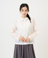 NGBGE45250 GIANNI LO GIUDICE(ジャンニ ロ ジュディチェ) [洗える]塩縮加工ダイヤ柄ブラウス ホワイト