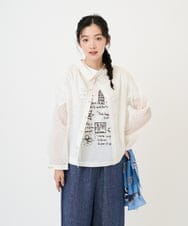 NGBGE45250 GIANNI LO GIUDICE(ジャンニ ロ ジュディチェ) [洗える]塩縮加工ダイヤ柄ブラウス ホワイト