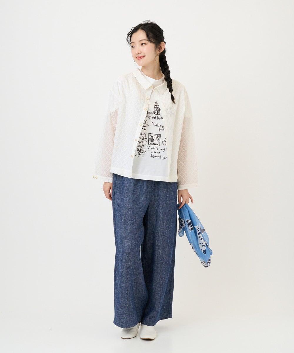 NGBGE45250 GIANNI LO GIUDICE(ジャンニ ロ ジュディチェ) [洗える]塩縮加工ダイヤ柄ブラウス ホワイト