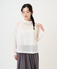 NGBGE45250 GIANNI LO GIUDICE(ジャンニ ロ ジュディチェ) [洗える]塩縮加工ダイヤ柄ブラウス ホワイト