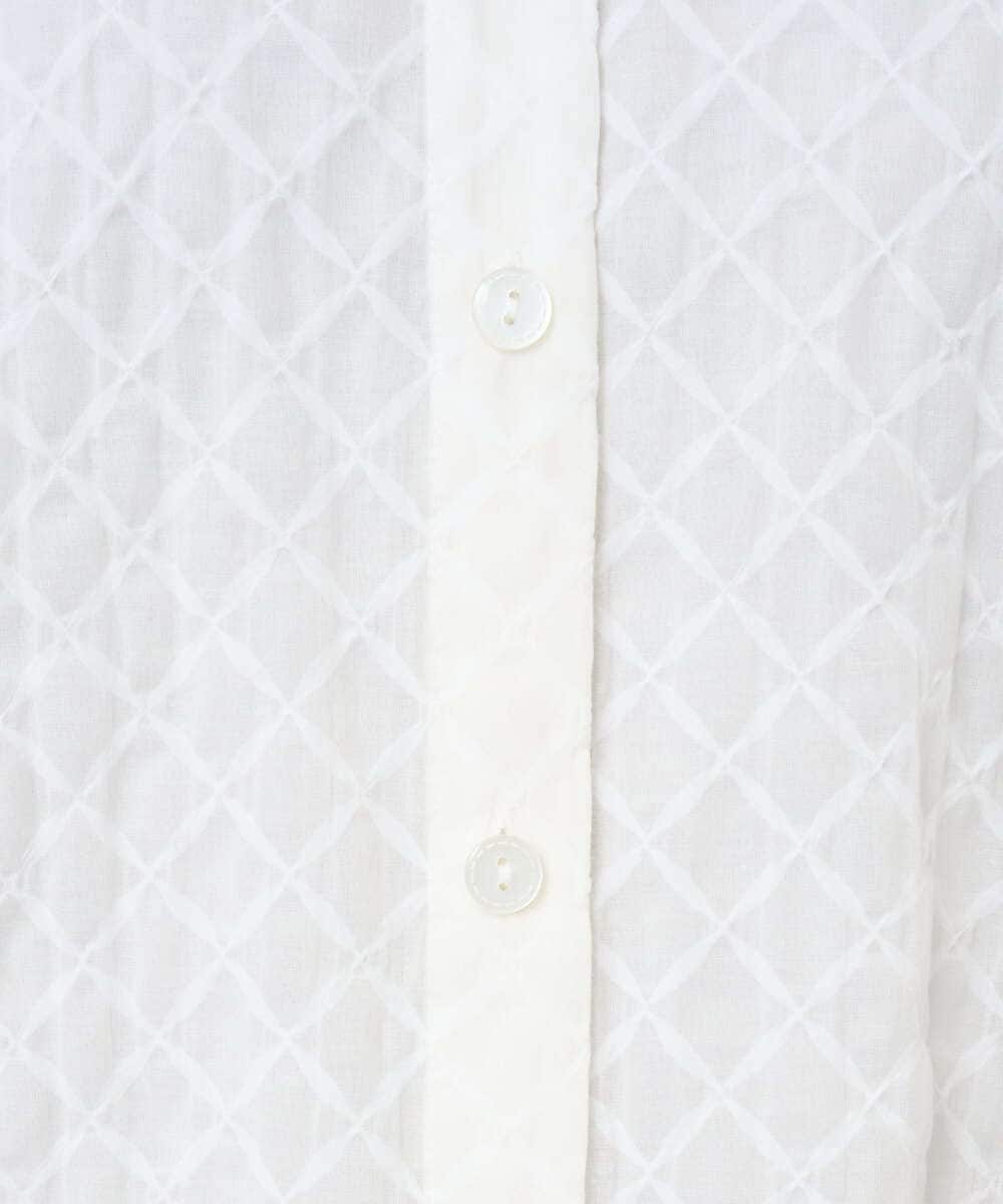 NGBGE46270 GIANNI LO GIUDICE(ジャンニ ロ ジュディチェ) [洗える]塩縮ダイヤ柄フード衿ブラウス ネイビー