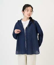 NGBGE46270 GIANNI LO GIUDICE(ジャンニ ロ ジュディチェ) [洗える]塩縮ダイヤ柄フード衿ブラウス ネイビー