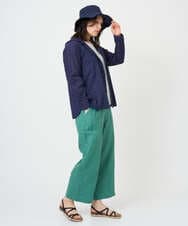 NGBGE46270 GIANNI LO GIUDICE(ジャンニ ロ ジュディチェ) [洗える]塩縮ダイヤ柄フード衿ブラウス ネイビー