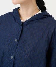 NGBGE46270 GIANNI LO GIUDICE(ジャンニ ロ ジュディチェ) [洗える]塩縮ダイヤ柄フード衿ブラウス ネイビー