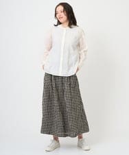 NGBGE46270 GIANNI LO GIUDICE(ジャンニ ロ ジュディチェ) [洗える]塩縮ダイヤ柄フード衿ブラウス ネイビー