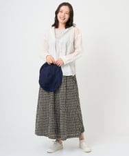 NGBGE46270 GIANNI LO GIUDICE(ジャンニ ロ ジュディチェ) [洗える]塩縮ダイヤ柄フード衿ブラウス ネイビー