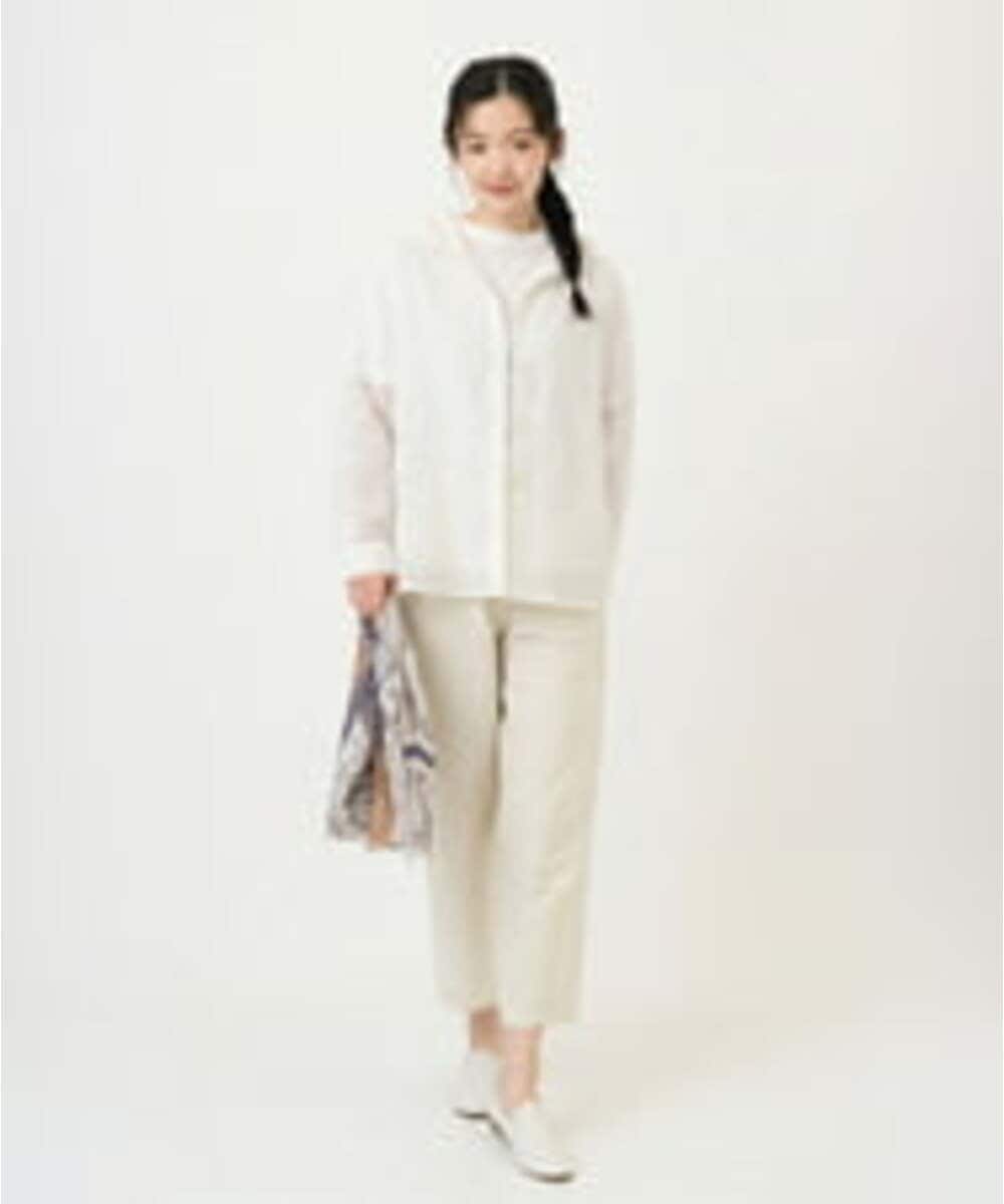 NGBGE46270 GIANNI LO GIUDICE(ジャンニ ロ ジュディチェ) [洗える]塩縮ダイヤ柄フード衿ブラウス ネイビー