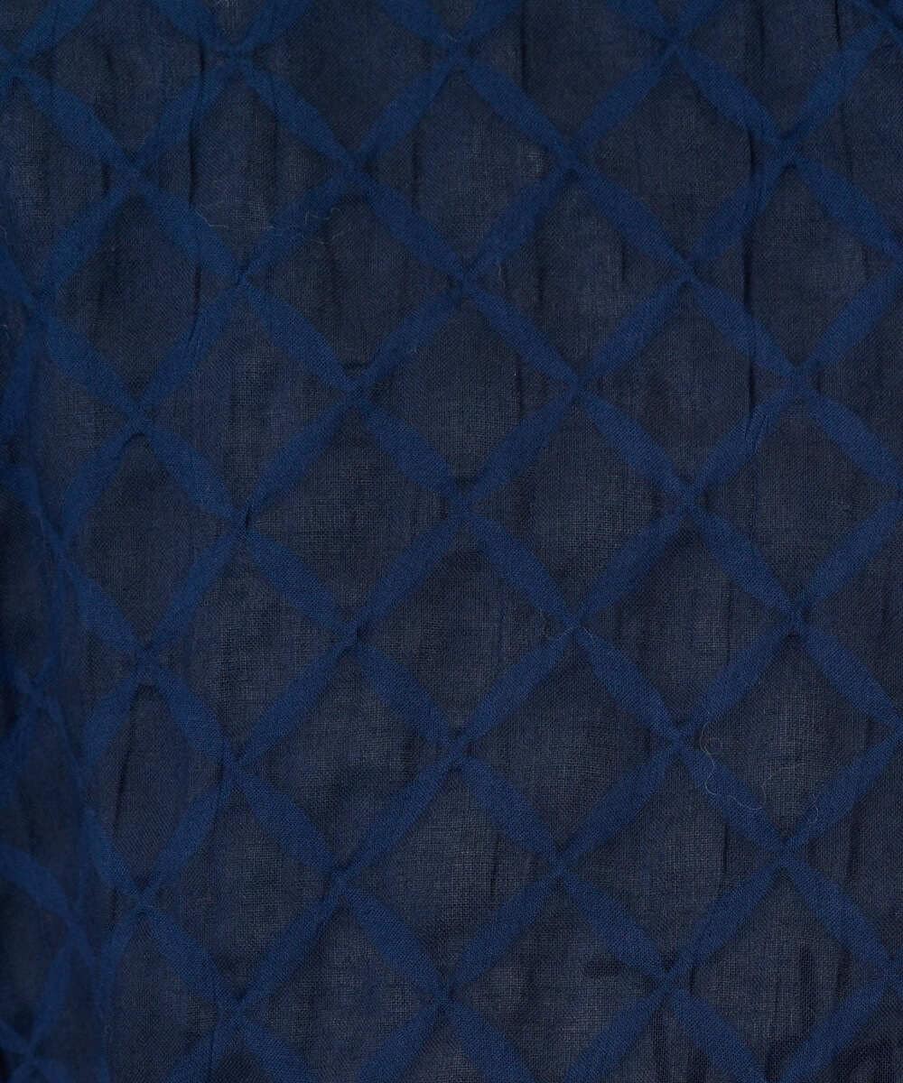 NGBGE46270 GIANNI LO GIUDICE(ジャンニ ロ ジュディチェ) [洗える]塩縮ダイヤ柄フード衿ブラウス ネイビー