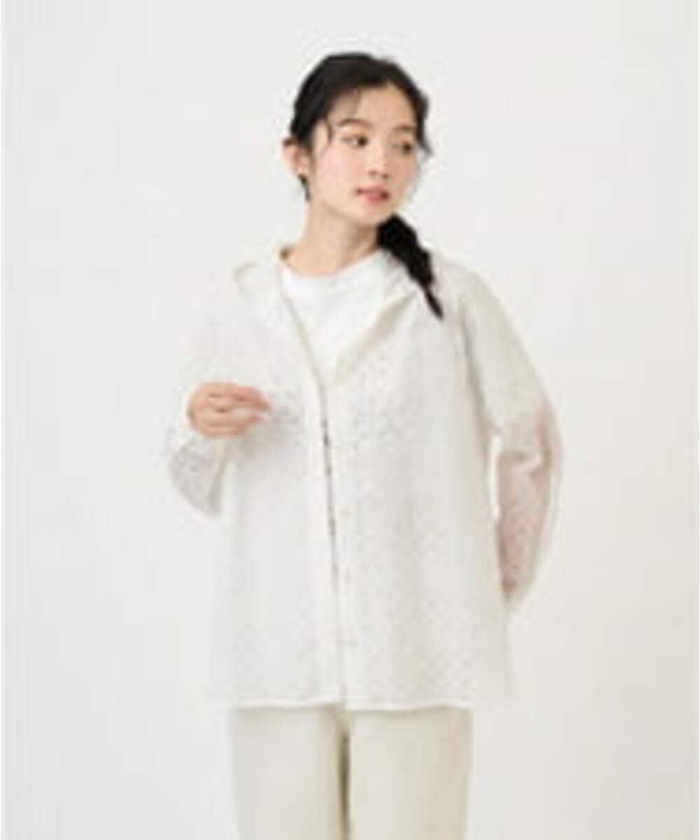 NGBGE46270 GIANNI LO GIUDICE(ジャンニ ロ ジュディチェ) [洗える]塩縮ダイヤ柄フード衿ブラウス ネイビー