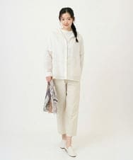 NGBGE46270 GIANNI LO GIUDICE(ジャンニ ロ ジュディチェ) [洗える]塩縮ダイヤ柄フード衿ブラウス ホワイト