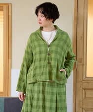 NGBGE53360 GIANNI LO GIUDICE(ジャンニ ロ ジュディチェ) [洗える]シャドーチェックブラウス グリーン