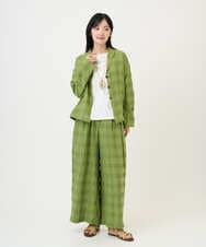 NGBGE53360 GIANNI LO GIUDICE(ジャンニ ロ ジュディチェ) [洗える]シャドーチェックブラウス グリーン