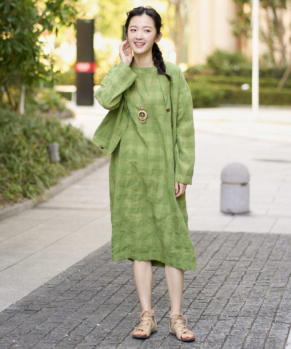 NGBGE53360 GIANNI LO GIUDICE(ジャンニ ロ ジュディチェ) [洗える]シャドーチェックブラウス グリーン