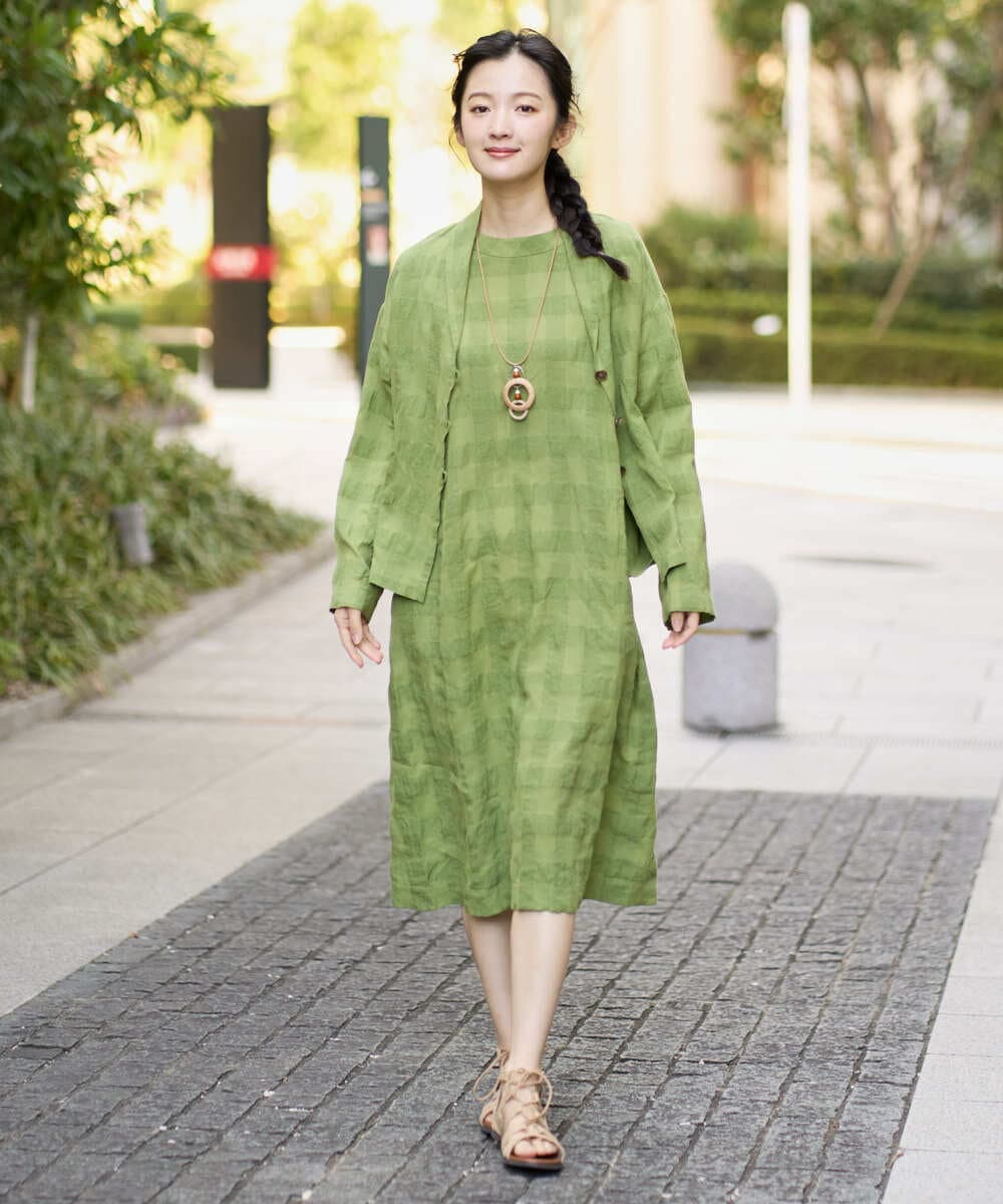 NGBGE53360 GIANNI LO GIUDICE(ジャンニ ロ ジュディチェ) [洗える]シャドーチェックブラウス グリーン