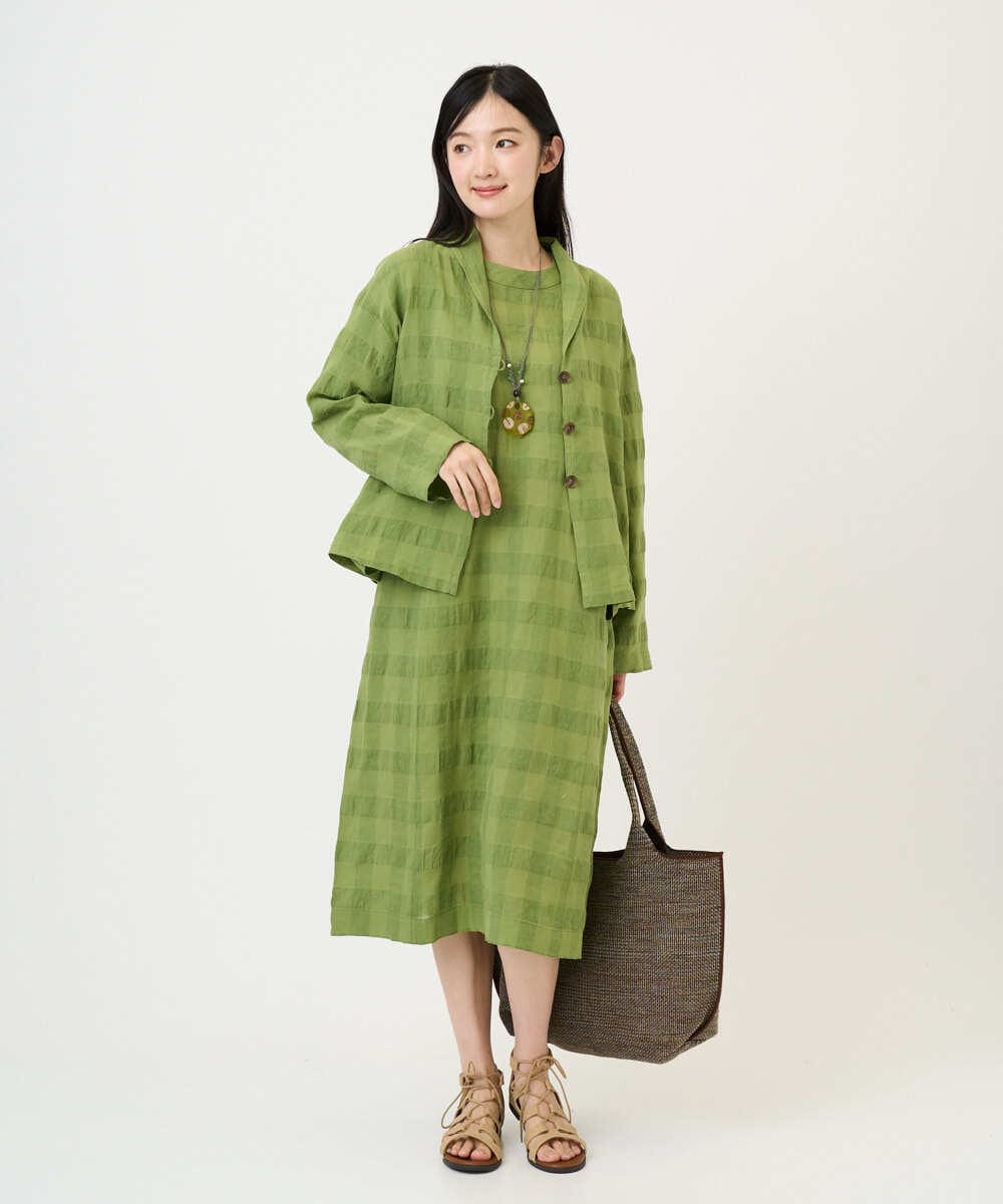 NGBGE53360 GIANNI LO GIUDICE(ジャンニ ロ ジュディチェ) [洗える]シャドーチェックブラウス グリーン