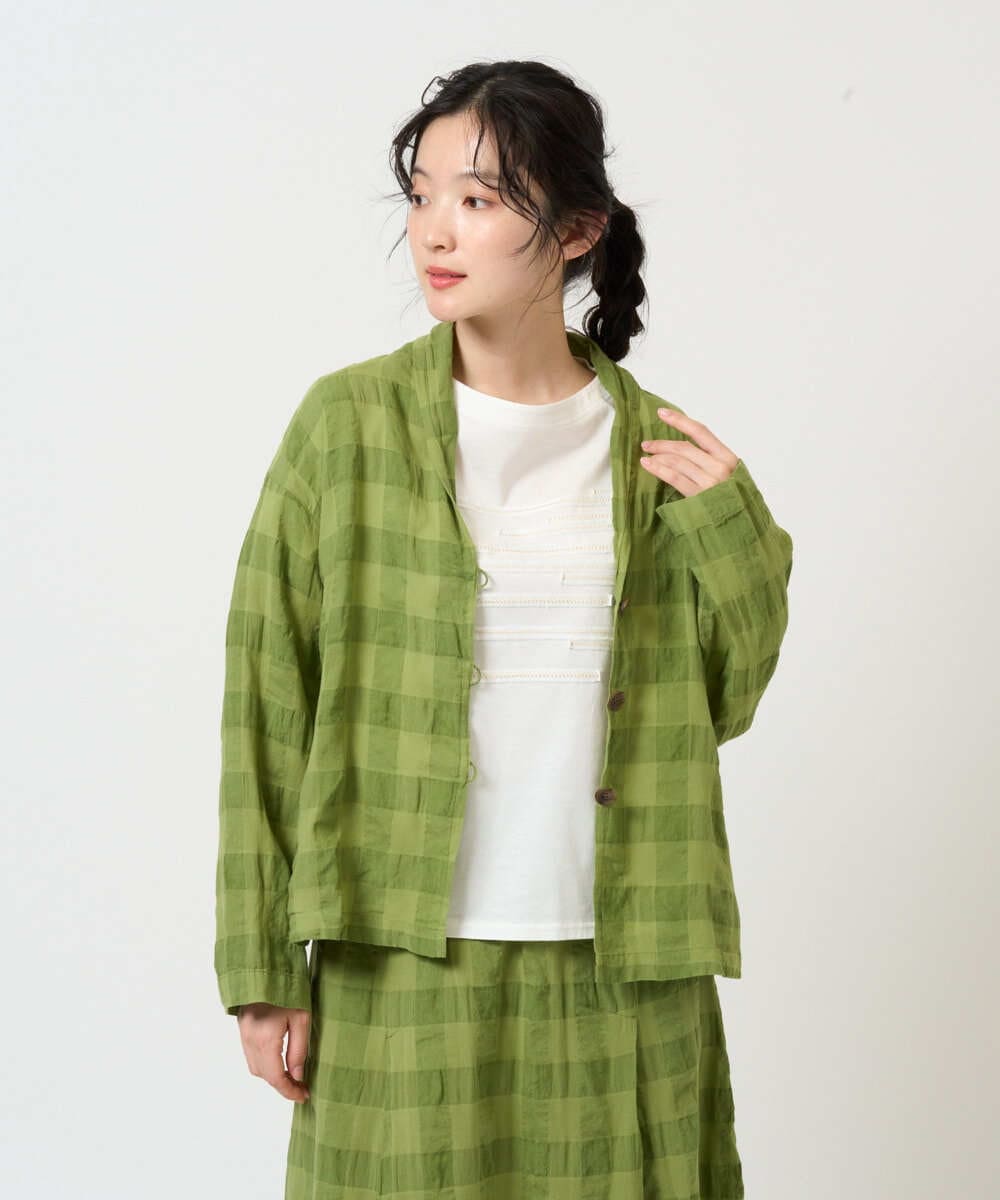 NGBGE53360 GIANNI LO GIUDICE(ジャンニ ロ ジュディチェ) [洗える]シャドーチェックブラウス ベージュ