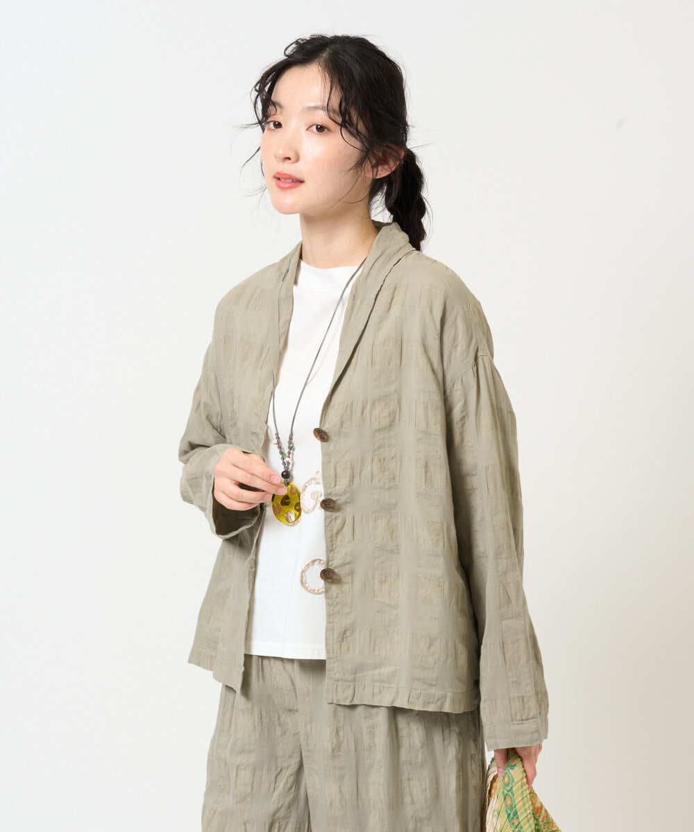 NGBGE53360 GIANNI LO GIUDICE(ジャンニ ロ ジュディチェ) [洗える]シャドーチェックブラウス ベージュ