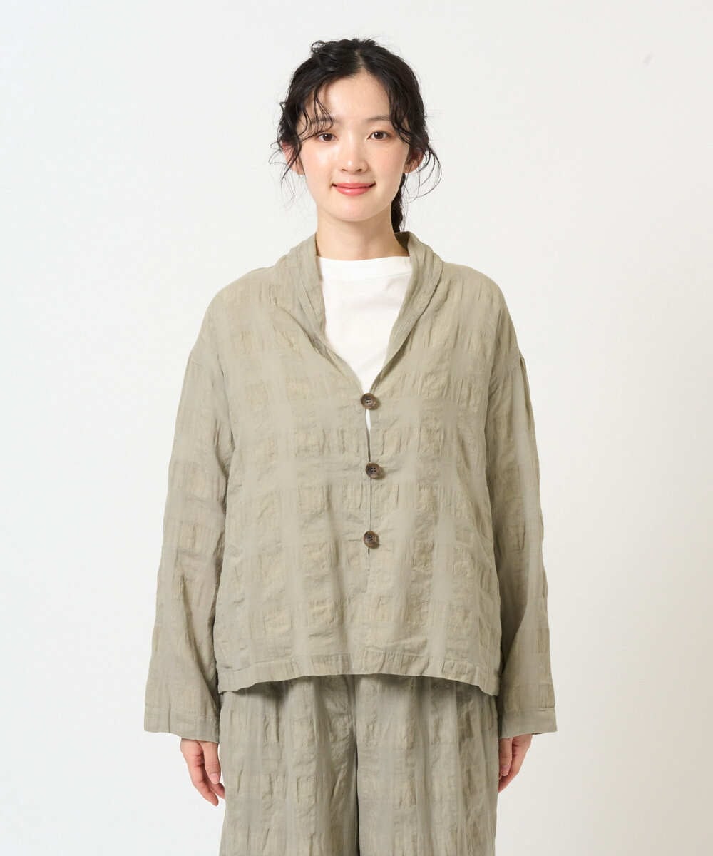 NGBGE53360 GIANNI LO GIUDICE(ジャンニ ロ ジュディチェ) [洗える]シャドーチェックブラウス ベージュ