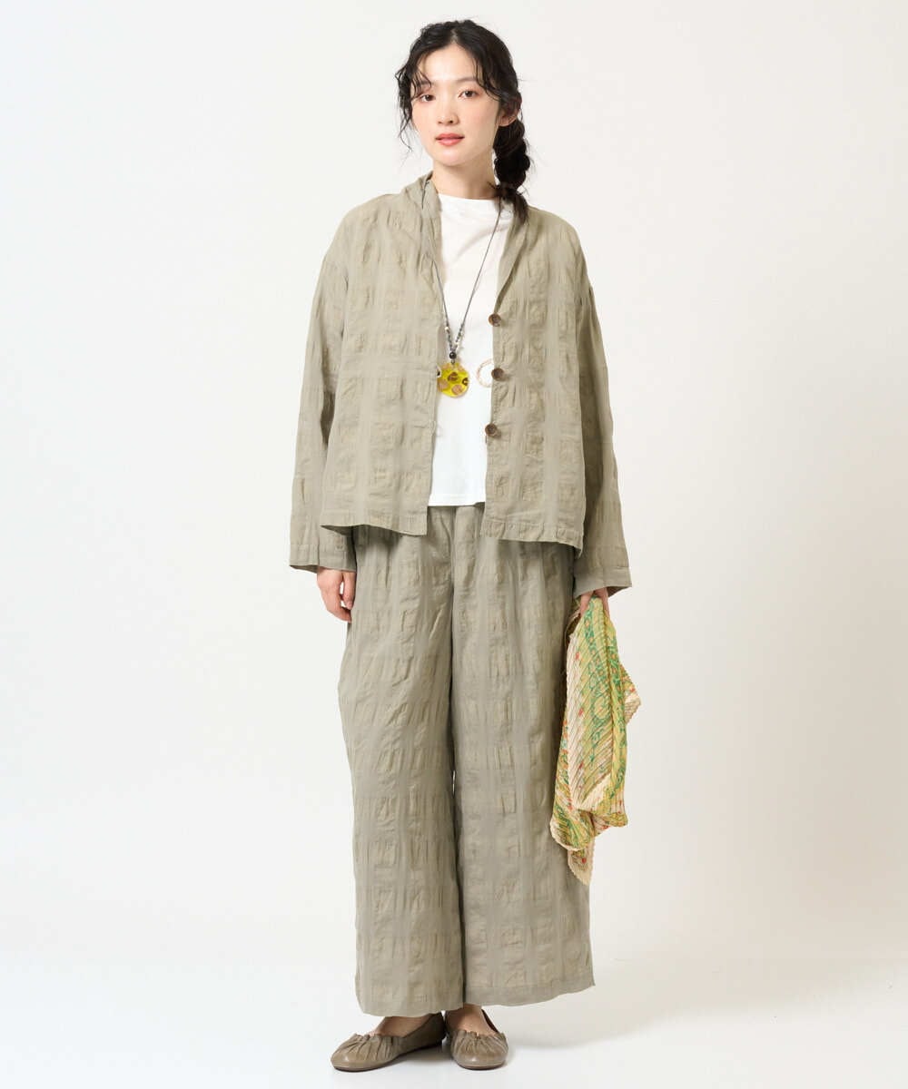 NGBGE53360 GIANNI LO GIUDICE(ジャンニ ロ ジュディチェ) [洗える]シャドーチェックブラウス ベージュ
