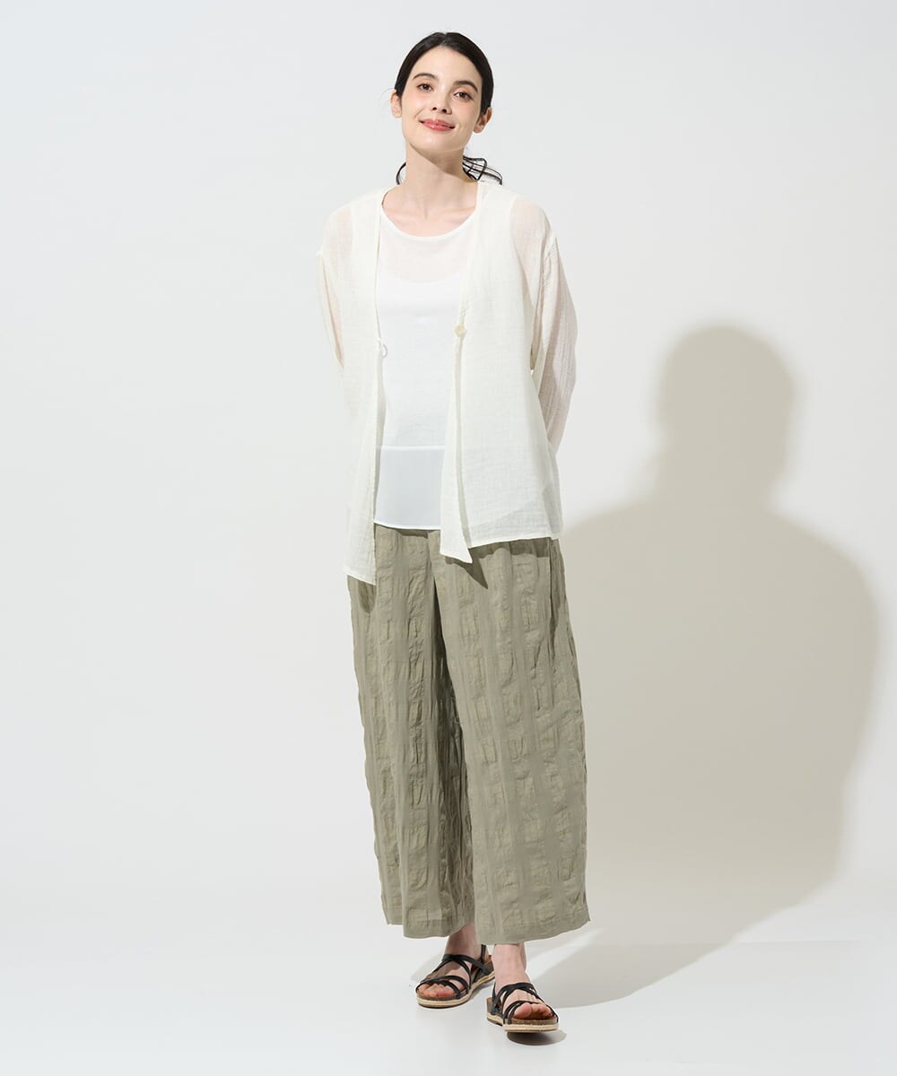 NGBGE54270 GIANNI LO GIUDICE(ジャンニ ロ ジュディチェ) [洗える]リネンからみ織りカーディガン ブラウン