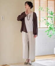 NGBGE54270 GIANNI LO GIUDICE(ジャンニ ロ ジュディチェ) [洗える]リネンからみ織りカーディガン ブラウン