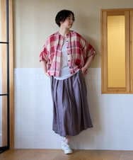 NGBGE55330 GIANNI LO GIUDICE(ジャンニ ロ ジュディチェ) [洗える・日本製]先染めチェックドルマンブラウス グリーン