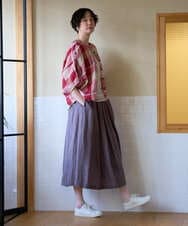NGBGE55330 GIANNI LO GIUDICE(ジャンニ ロ ジュディチェ) [洗える・日本製]先染めチェックドルマンブラウス グリーン
