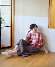 NGBGE55330 GIANNI LO GIUDICE(ジャンニ ロ ジュディチェ) [洗える・日本製]先染めチェックドルマンブラウス グリーン