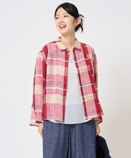 NGBGE56360 GIANNI LO GIUDICE(ジャンニ ロ ジュディチェ) [洗える・日本製]先染めチェックブラウス レッド