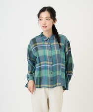 NGBGE56360 GIANNI LO GIUDICE(ジャンニ ロ ジュディチェ) [洗える・日本製]先染めチェックブラウス グリーン