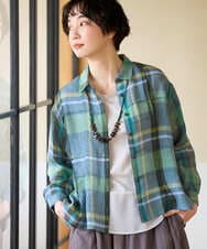 NGBGE56360 GIANNI LO GIUDICE(ジャンニ ロ ジュディチェ) [洗える・日本製]先染めチェックブラウス グリーン