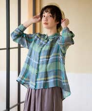 NGBGE56360 GIANNI LO GIUDICE(ジャンニ ロ ジュディチェ) [洗える・日本製]先染めチェックブラウス グリーン