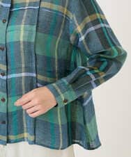 NGBGE56360 GIANNI LO GIUDICE(ジャンニ ロ ジュディチェ) [洗える・日本製]先染めチェックブラウス グリーン