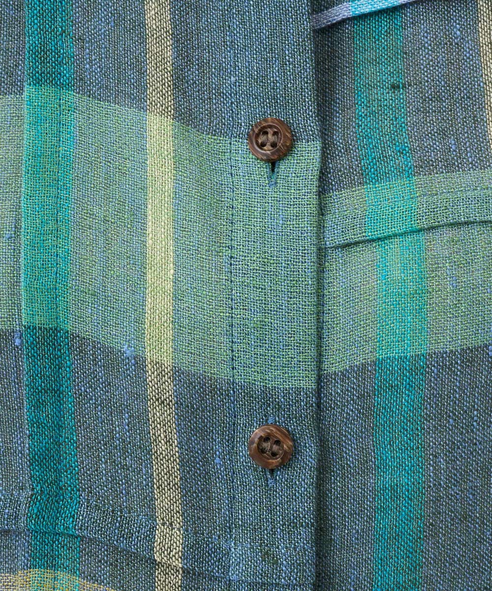 NGBGE56360 GIANNI LO GIUDICE(ジャンニ ロ ジュディチェ) [洗える・日本製]先染めチェックブラウス グリーン