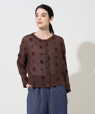 NGBGE57290 GIANNI LO GIUDICE(ジャンニ ロ ジュディチェ) [洗える]からみ織りドット刺繍ドルマンブラウス グリーン