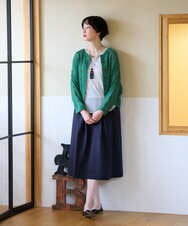 NGBGE57290 GIANNI LO GIUDICE(ジャンニ ロ ジュディチェ) [洗える]からみ織りドット刺繍ドルマンブラウス グリーン