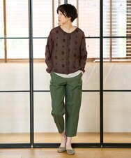 NGBGE57290 GIANNI LO GIUDICE(ジャンニ ロ ジュディチェ) [洗える]からみ織りドット刺繍ドルマンブラウス グリーン