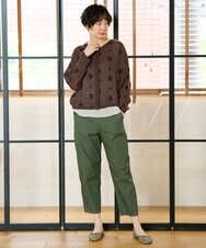 NGBGE57290 GIANNI LO GIUDICE(ジャンニ ロ ジュディチェ) [洗える]からみ織りドット刺繍ドルマンブラウス グリーン