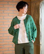 NGBGE57290 GIANNI LO GIUDICE(ジャンニ ロ ジュディチェ) [洗える]からみ織りドット刺繍ドルマンブラウス グリーン