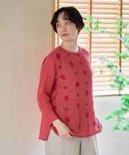 NGBGE58270 GIANNI LO GIUDICE(ジャンニ ロ ジュディチェ) [洗える]からみ織りドット刺繍プルオーバーブラウス レッド