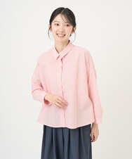 NGBGF21230 GIANNI LO GIUDICE(ジャンニ ロ ジュディチェ) [洗える・日本製]コットンシャーリングストライプブラウス オレンジ