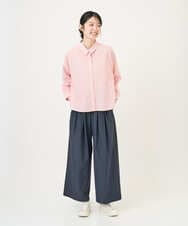 NGBGF21230 GIANNI LO GIUDICE(ジャンニ ロ ジュディチェ) [洗える・日本製]コットンシャーリングストライプブラウス オレンジ