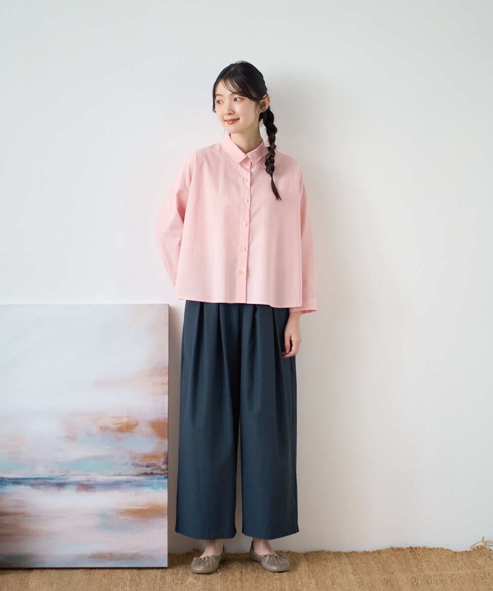 NGBGF21230 GIANNI LO GIUDICE(ジャンニ ロ ジュディチェ) [洗える・日本製]コットンシャーリングストライプブラウス オレンジ