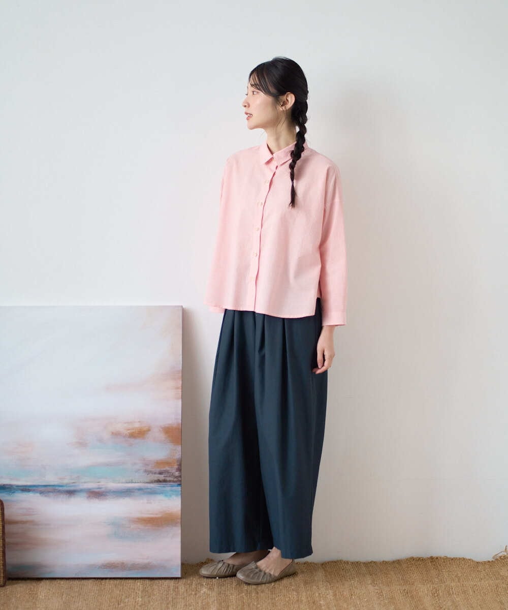 NGBGF21230 GIANNI LO GIUDICE(ジャンニ ロ ジュディチェ) [洗える・日本製]コットンシャーリングストライプブラウス オレンジ