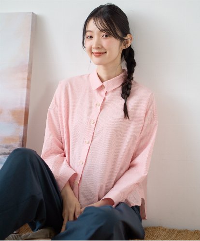 NGBGF21230 GIANNI LO GIUDICE [洗える・日本製]コットンシャーリングストライプブラウス