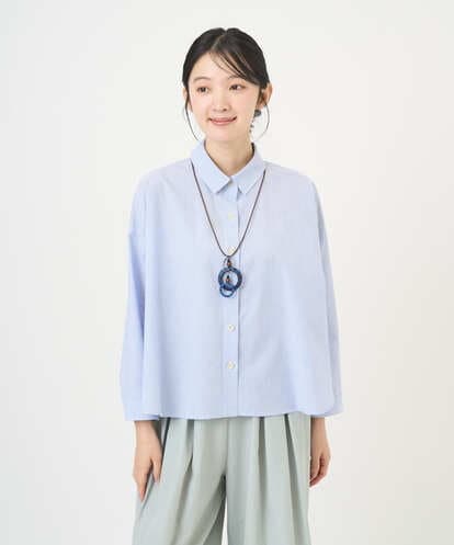 NGBGF21230 GIANNI LO GIUDICE [洗える・日本製]コットンシャーリングストライプブラウス